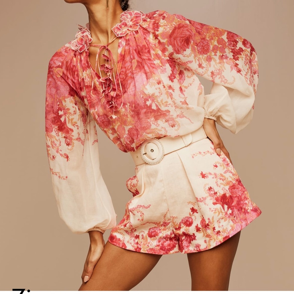 Worn once amazing condition, zimmermann high tide pink shorts in size 0.